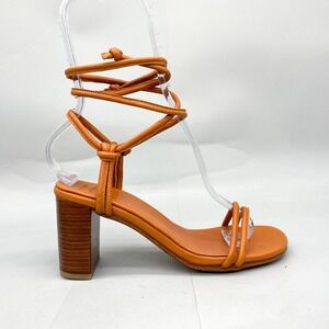Bali ELF Womens 6.5 Ophelia Wrap Sandals Shoes Orange Terracotta Heel Strappy